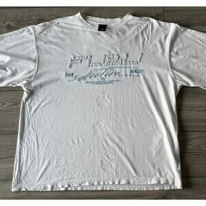 Men’s 90’s White Fubu embroidered Spell out Tshirt Size Large hiphop Streetwear